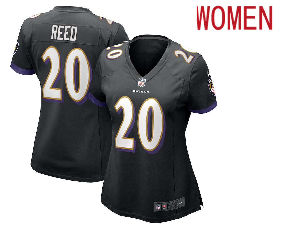 Women Baltimore Ravens #20 Ed Reed Nike Black Retired Player NFL Jersey